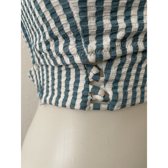 Jessica Simpson Swim Bikini Top Multicolor Striped Seersucker Swimwear - Picture 4 of 10